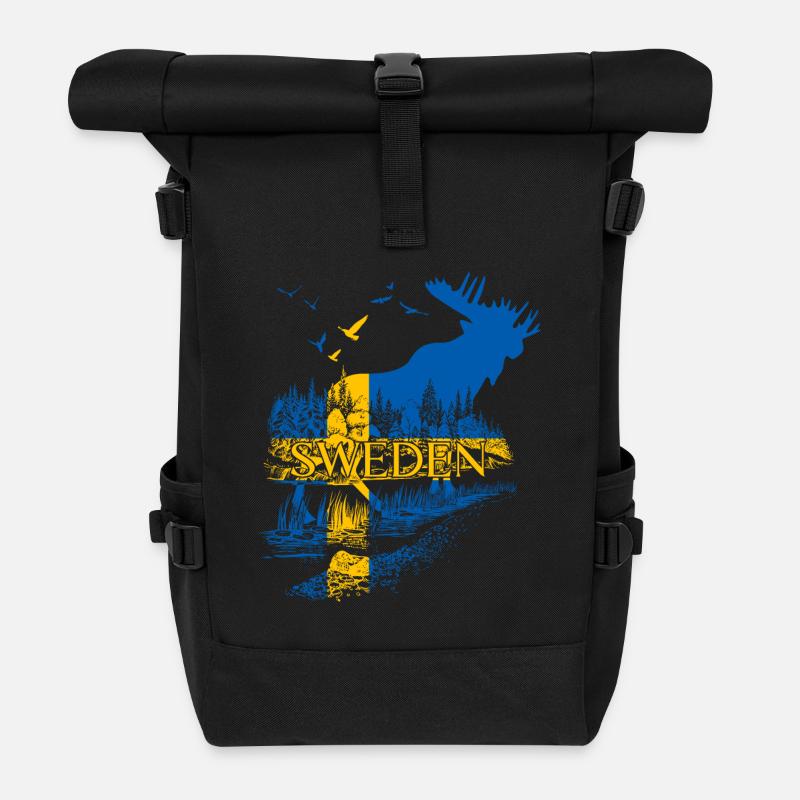 SWEDEN ELCH SCHWEDEN FLAGGE - Rolltop Rucksack - Schwarz