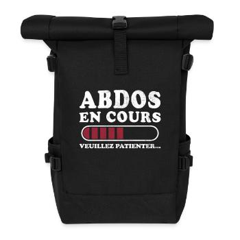 Bauchmuskeln in Arbeit, bitte warten - Rolltop Rucksack - Schwarz - Vorne