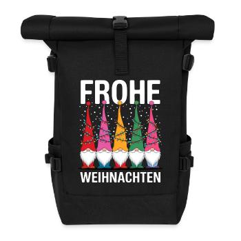 Gnom Frohe Weihnachten Gnome lustig Wichtel süß - Rolltop Rucksack - Schwarz - Vorne