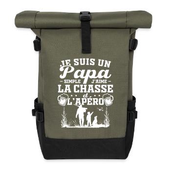 Ich bin ein einfacher Vater, ich mag die Jagd und Aperitifs - Rolltop Rucksack - Olive/Schwarz - Vorne