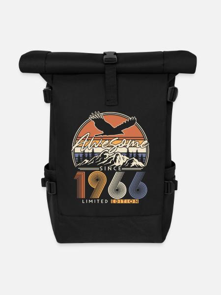 Jahrgang 1966 Vintage Retro Geburtstag Geschenk - Rolltop Rucksack - Schwarz