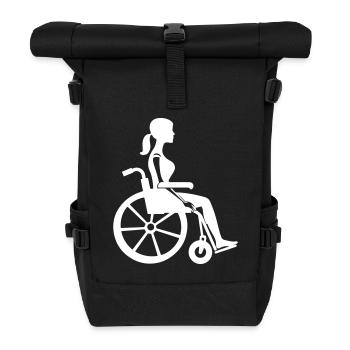 Woman in wheelchair accessibility - Roll Top Backpack - black - Front
