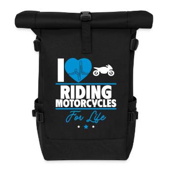 I love motorcycling for life - Roll Top Backpack - black - Front