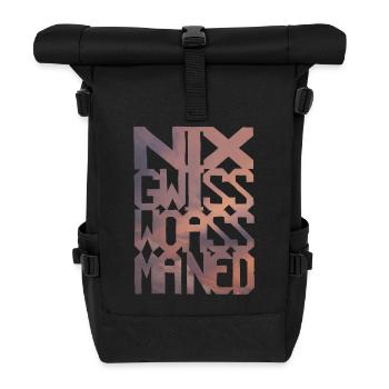 nixgwisswoassmaned-wolken - Rolltop Rucksack - Schwarz - Vorne