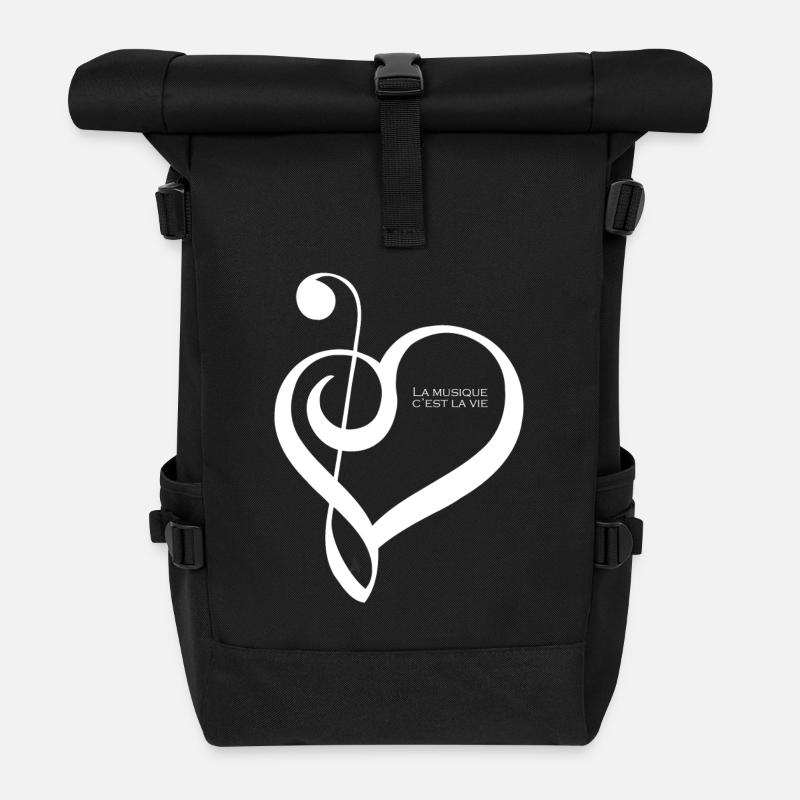 Music is life ! - Roll Top Backpack - black