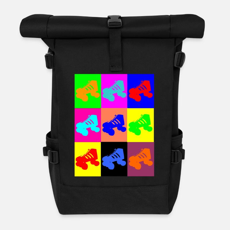 Roller coloré - Sac à dos roll top - noir