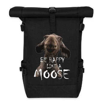 Be happy like a Moose - Rolltop Rucksack - Schwarz - Vorne