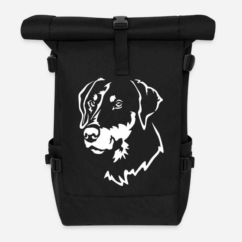 Dobermann Kopf "Black Edition" - Rolltop Rucksack - Schwarz