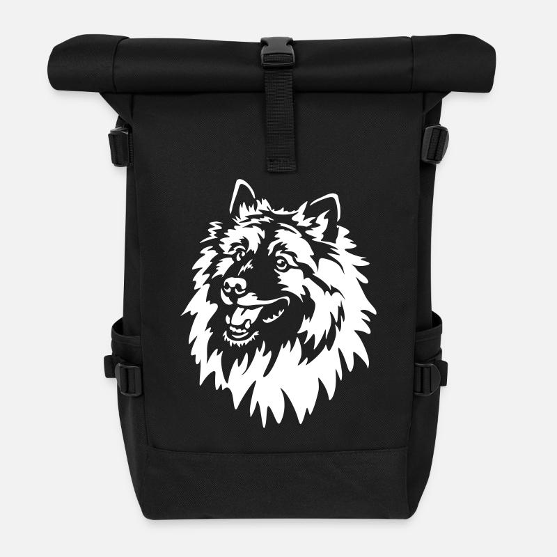 Wolfsspitz Kopf "Black Edition" - Rolltop Rucksack - Schwarz