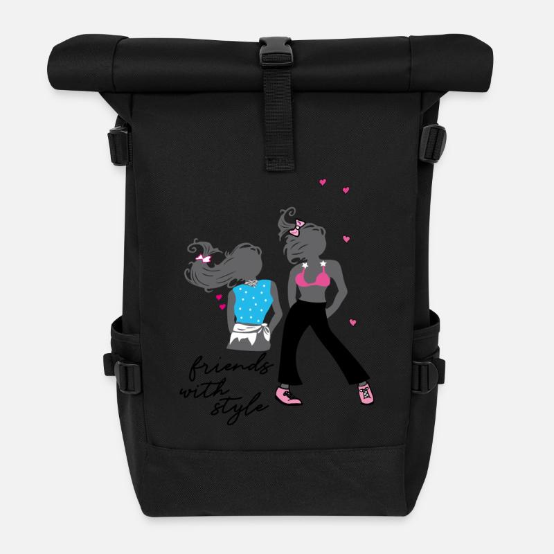Girls, Friends, Mode - Rolltop Rucksack - Schwarz