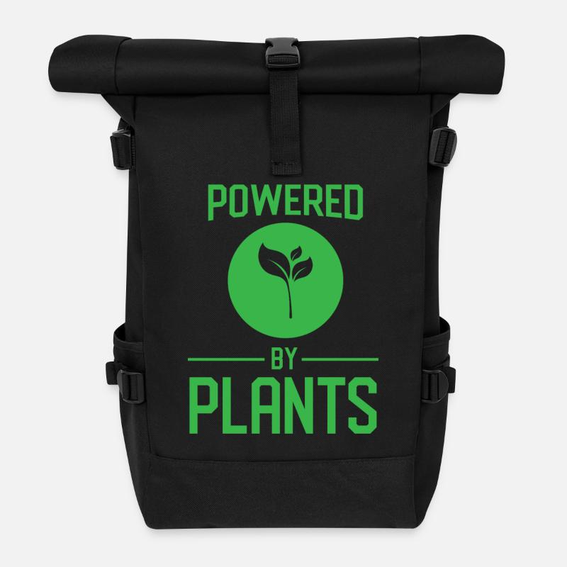 Powered By Plants - Roll Top Backpack - black