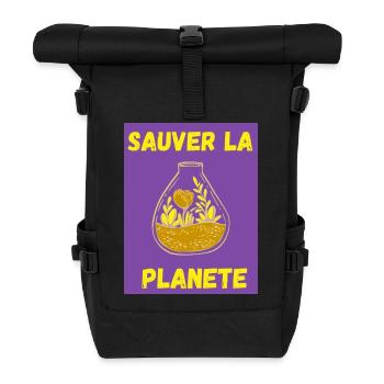 JOUR DE LA TERRE,ECOLOGIE,PLANETE,ENVIRONNEMENT - Sac à dos roll top - noir - Devant
