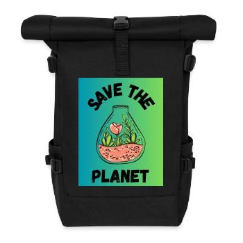 PLANET. PLANET. FEDER. GARTENARBEIT. RUHESTAND - Rolltop Rucksack - Schwarz - Vorne