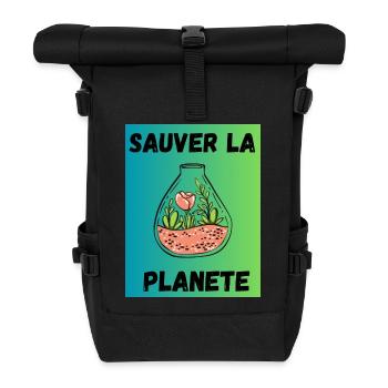 JOUR DE LA TERRE. ECOLOGIE. PLANETE. ENVIRONNEMENT - Sac à dos roll top - noir - Devant