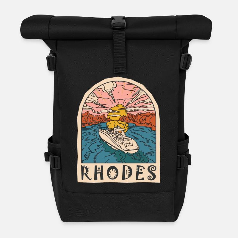 Rhodes Holidays Beach Greece - Roll Top Backpack - black