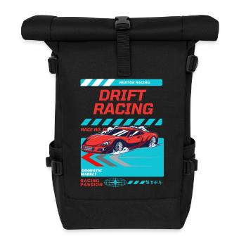 Red Sports Car Drift Racing Design - Roll Top Backpack - black - Front