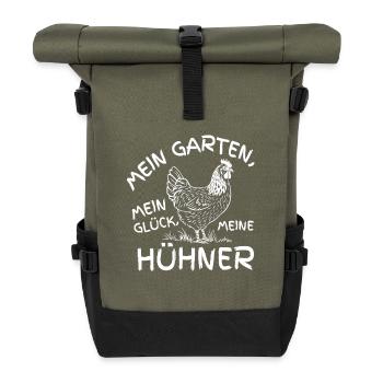 My garden, my happiness, my chickens - Roll Top Backpack - olive/black - Front