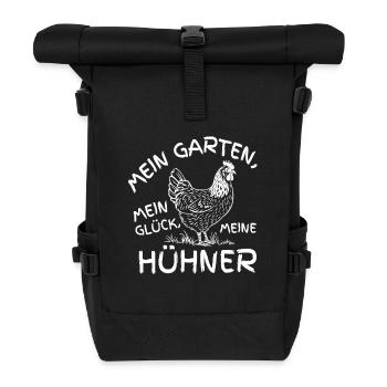 Mon jardin, mon bonheur, mes poules - Sac à dos roll top - noir - Devant