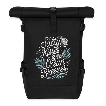 Salty Kisses | Strand & Ozeanliebhaber - Rolltop Rucksack - Schwarz - Vorne