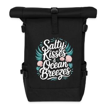 Salty Kisses | Meeresbrise & Strandgefühl - Rolltop Rucksack - Schwarz - Vorne