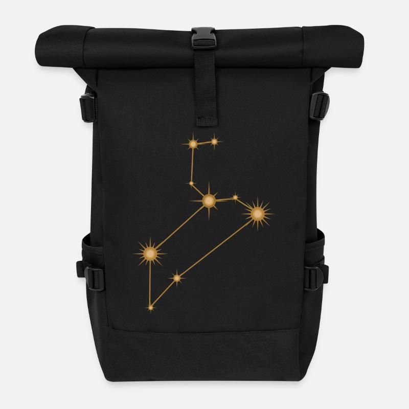 Sternbild Löwe Sternzeichen Sternzeichen Golden - Rolltop Rucksack - Schwarz