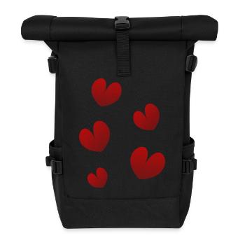 Cœurs Flourissants sur Fond Noir - Sac à dos roll top - noir - Devant