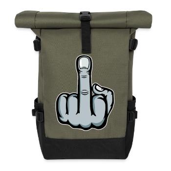 Middle Finger Stinky Finger Fuck You Design - Roll Top Backpack - olive/black - Front