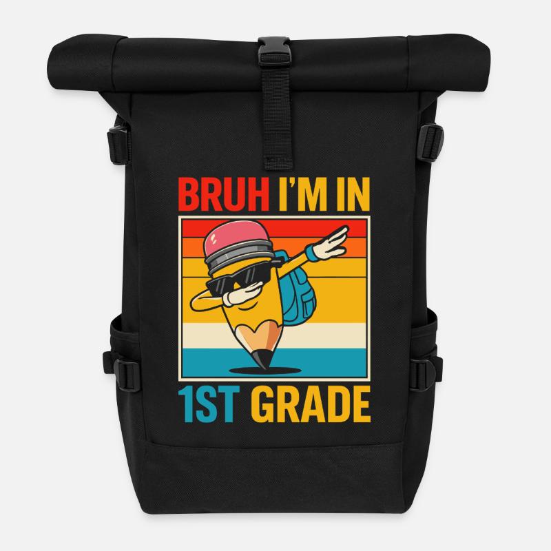 1. Klasse Einschulung - Rolltop Rucksack - Schwarz