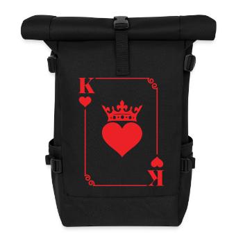 Couples romantiques avec cartes de cœur roi - Sac à dos roll top - noir - Devant