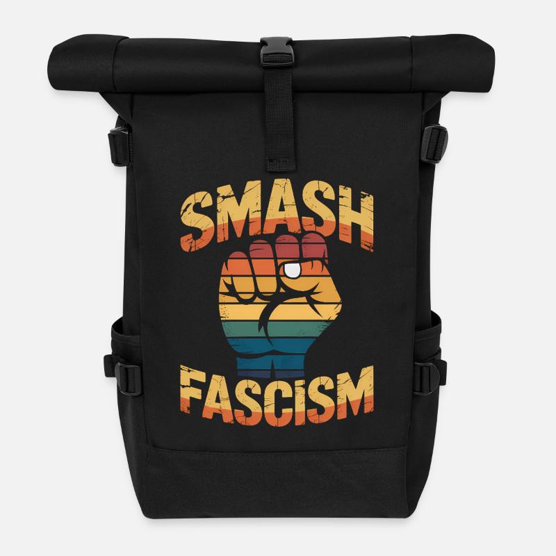 Smash Fascism – Antifaschistisches Tee - Rolltop Rucksack - Schwarz