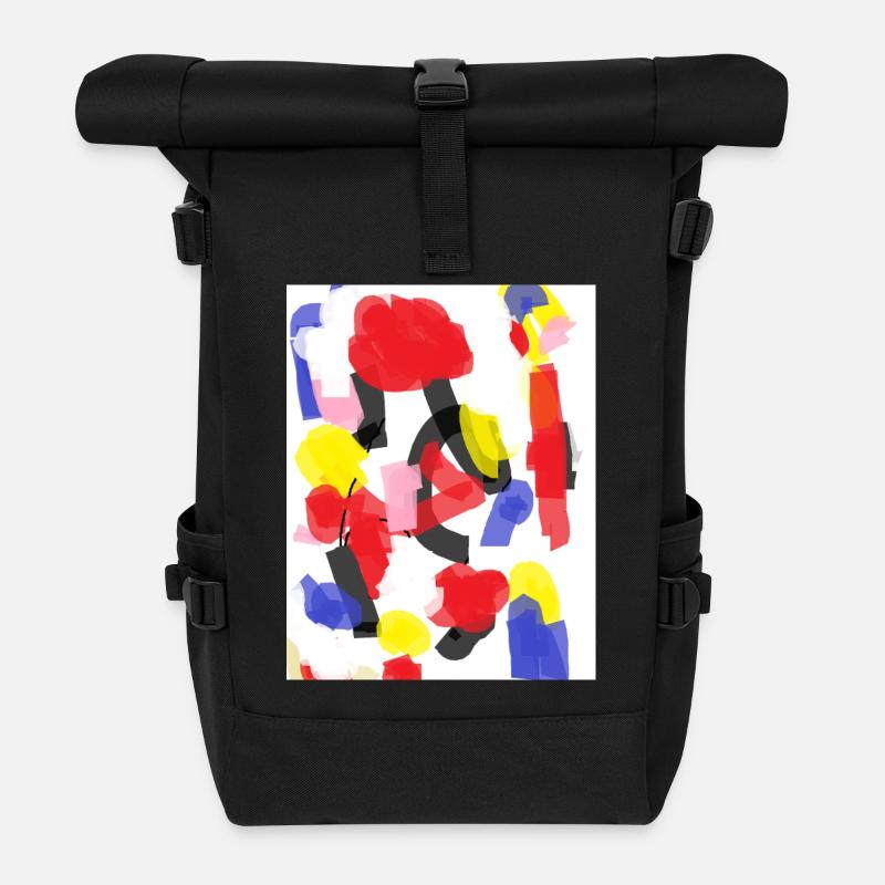 Buntes abstraktes Muster - Rolltop Rucksack - Schwarz