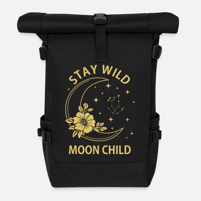 Bleib wilder Mond, Kind - Rolltop Rucksack - Schwarz