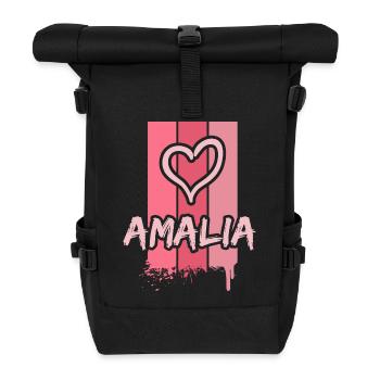 Geschenk für Amalia - Rolltop Rucksack - Schwarz - Vorne