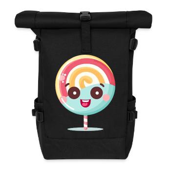 Motif mignon de charme sucette - Sac à dos roll top - noir - Devant