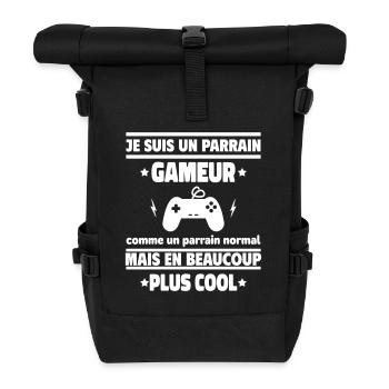 Je suis un parrain gameur plus cool - Sac à dos roll top - noir - Devant