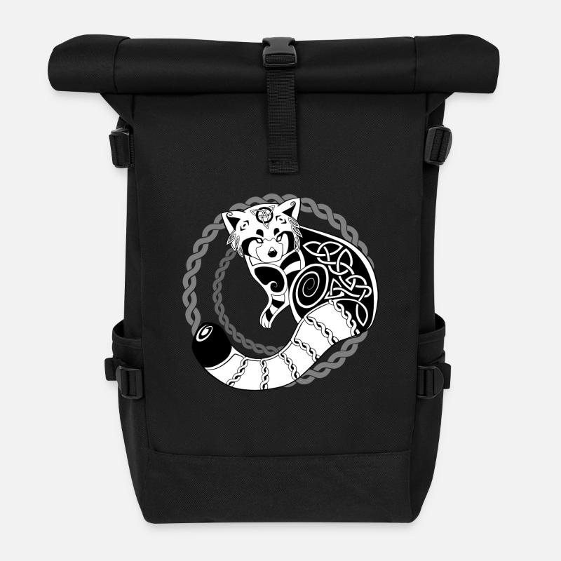 Celtic Red Panda / Red Panda (Transparent) - Roll Top Backpack - black