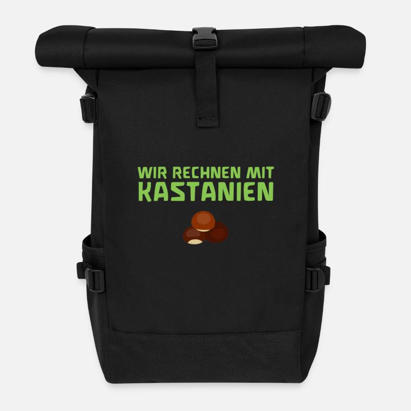 Waldorfschule - lustig - Wir rechnen mit Kastanien - Rolltop Rucksack - Schwarz