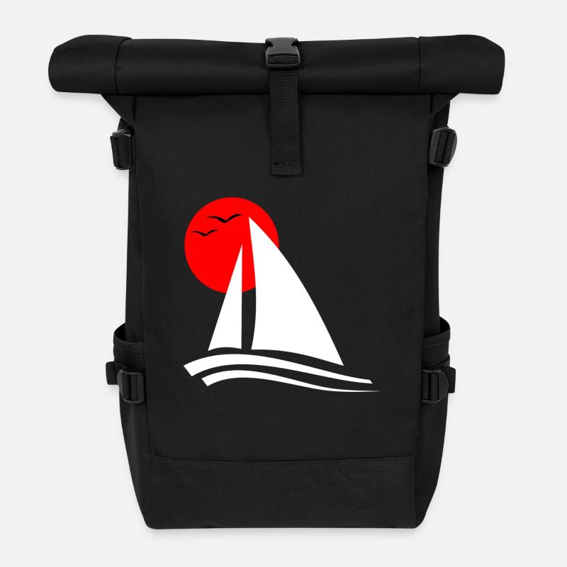 Sailing Black - Roll Top Backpack - black