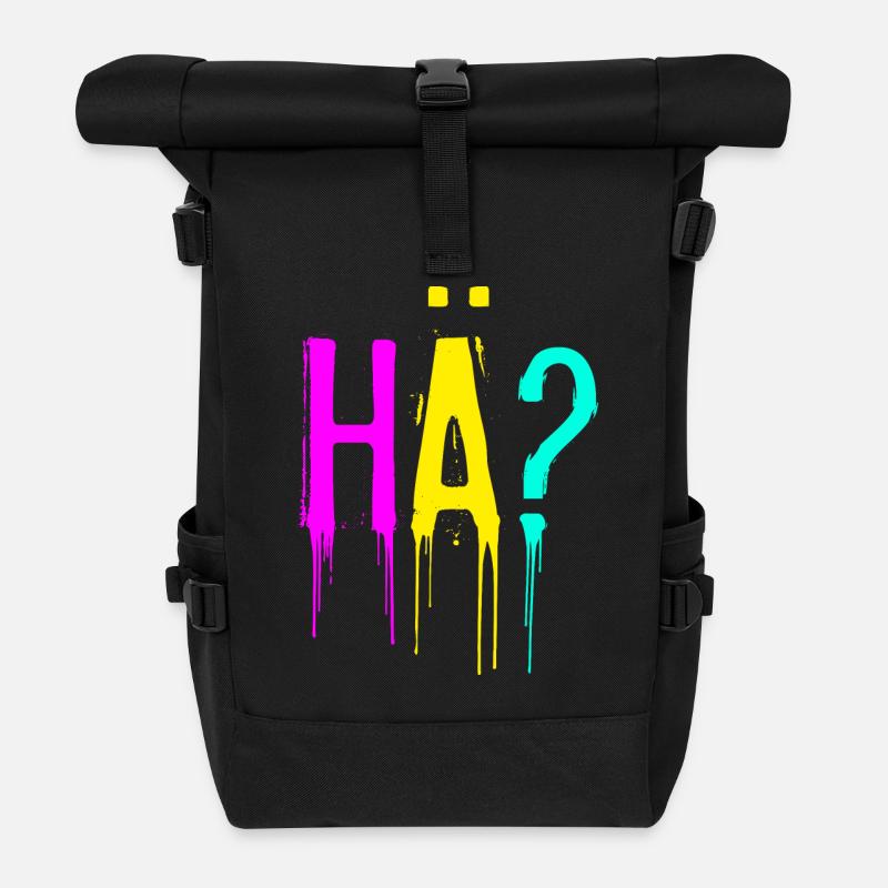 HÄ? Kindershirt - Rolltop Rucksack - Schwarz