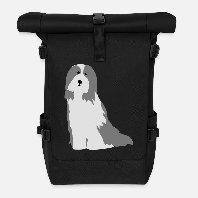 Bearded Collie - Rolltop Rucksack - Schwarz