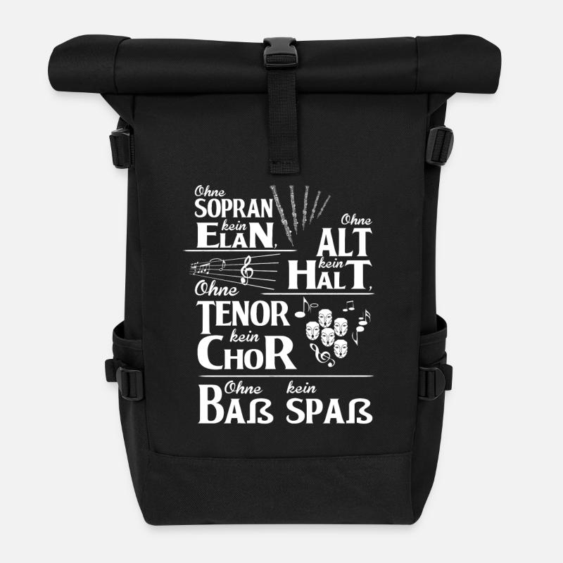 Chor Tshirt - Ohne Sopran kein Elan - Rolltop Rucksack - Schwarz