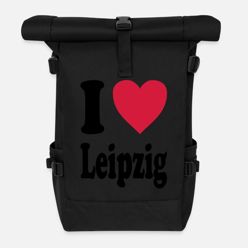 I love Leipzig - Rolltop Rucksack - Schwarz