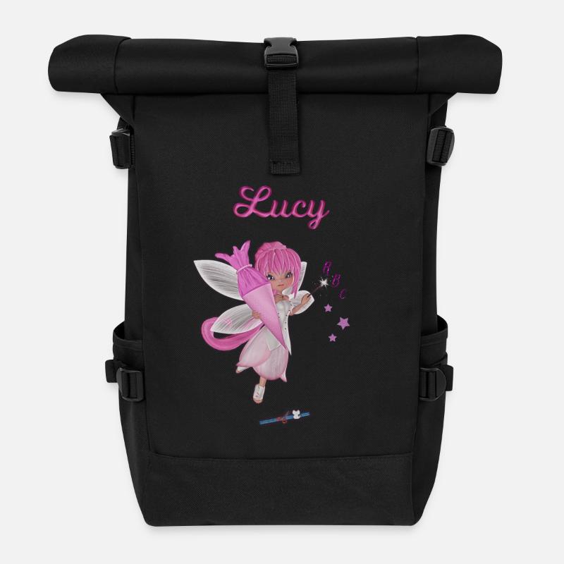 Einschulung Lucy - Rolltop Rucksack - Schwarz
