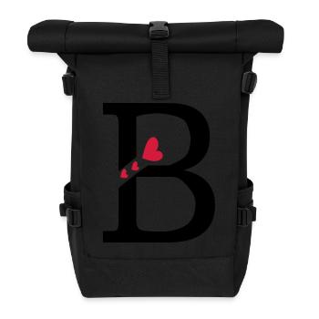 Capital letter B with hearts - Roll Top Backpack - black - Front