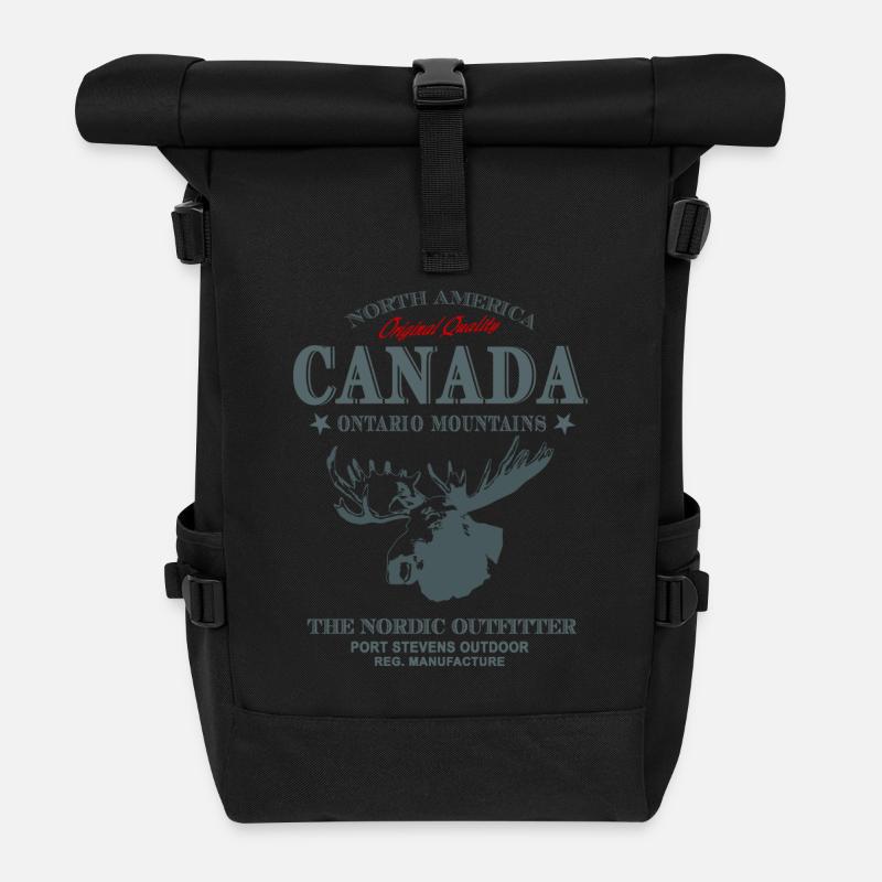 Canada - Moose - Elch - Rolltop Rucksack - Schwarz