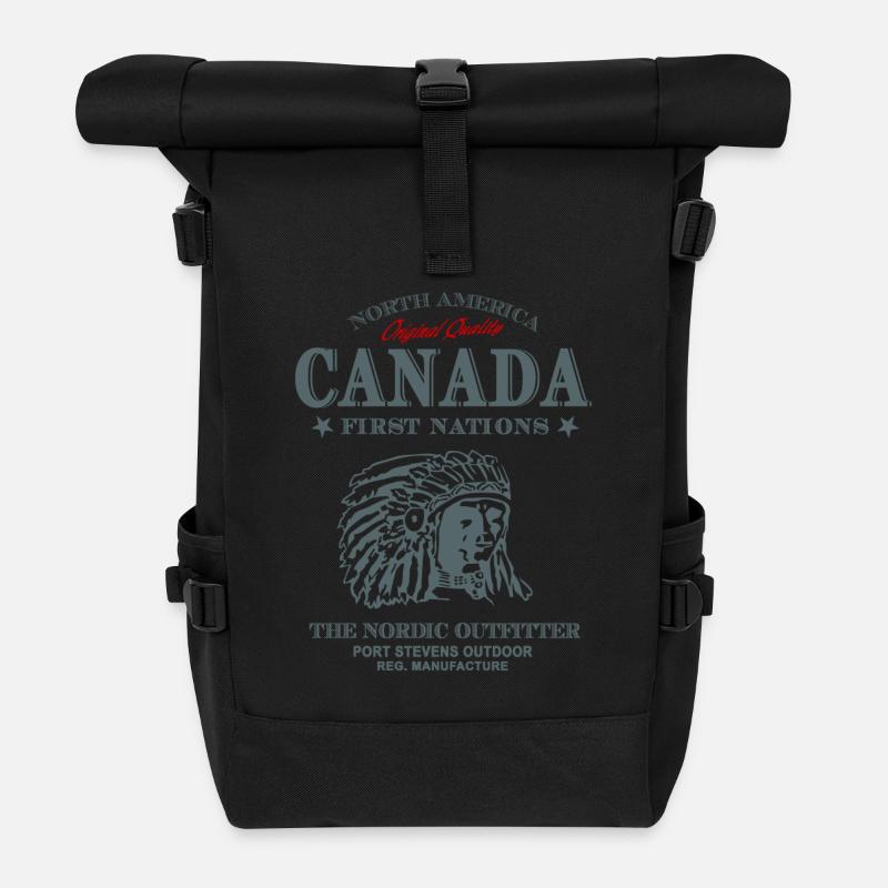 Canada - Indian - Kanada - Indianer - Rolltop Rucksack - Schwarz