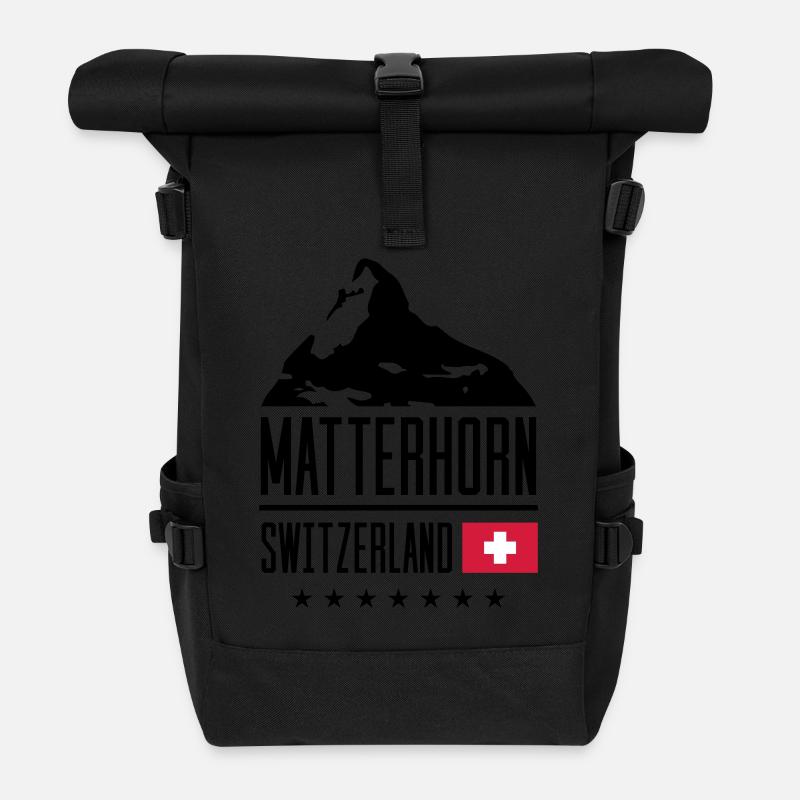 matterhorn switzerland mountain flag - Rolltop Rucksack - Schwarz