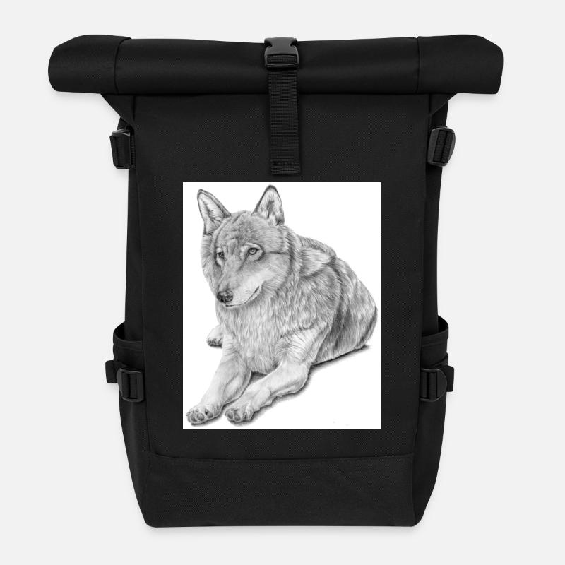 Wolf sticker - Rolltop-rygsæk - sort