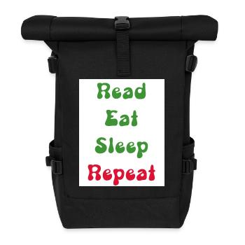 Aufkleber wiederholen - Rolltop Rucksack - Schwarz - Vorne