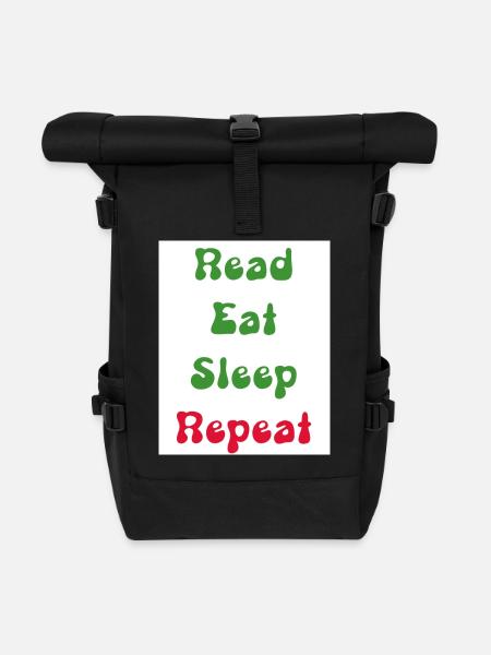 Repeat sticker - Roll Top Backpack - black